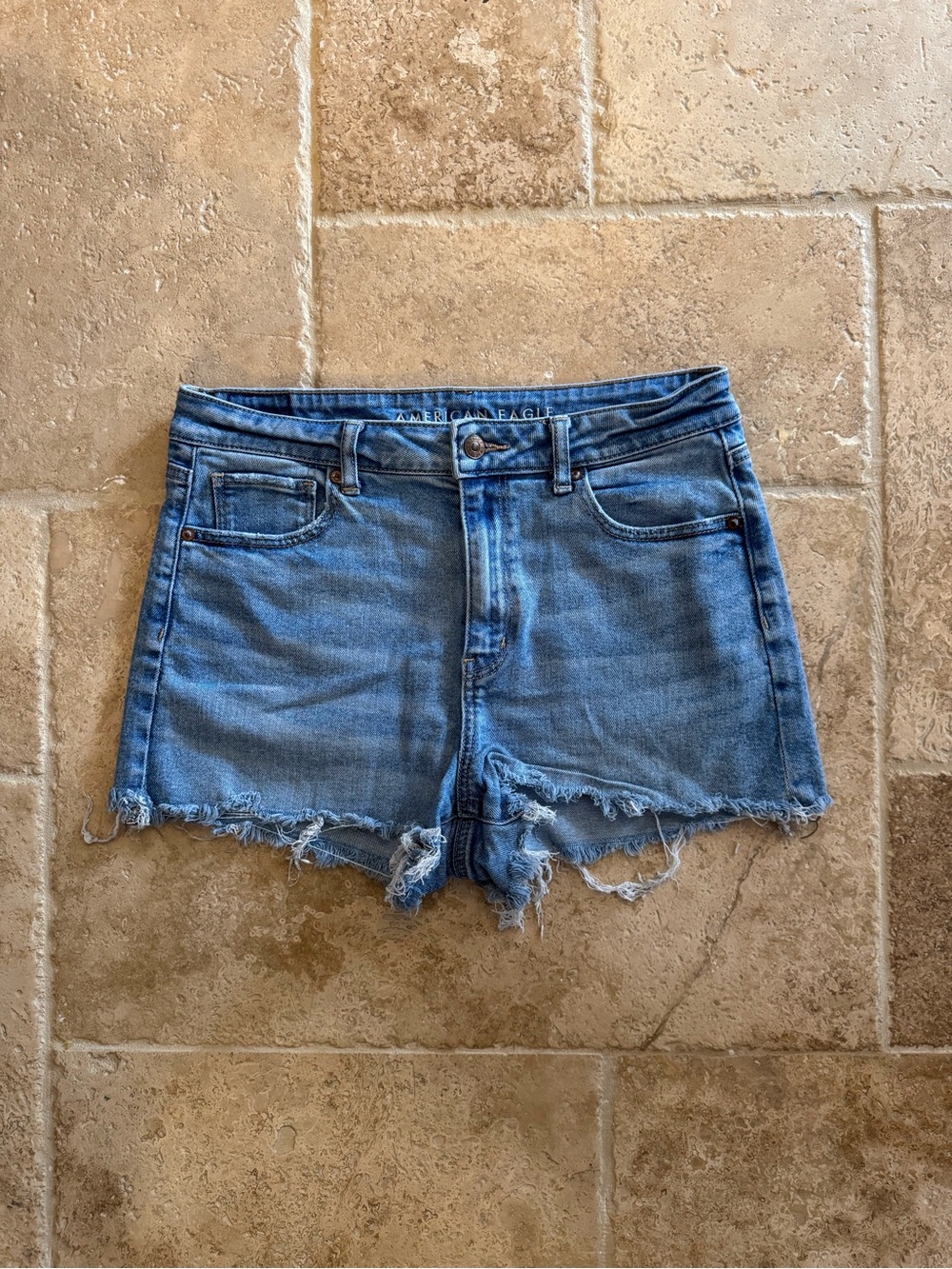 American Eagle Outfitters Distressed Medium Blue Denim Cutoff Shorts